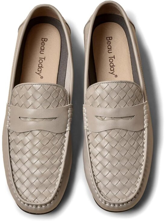Men\'s Grey Penny Loafers Slip-On Leather Business Casual Lightweight main image 5